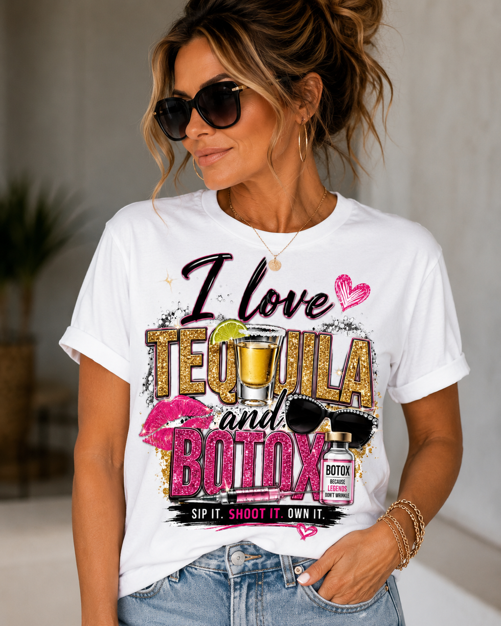 🔥 Limited Edition – I Love Tequila & Botox Cropped Sweatshirt and Tees | FOWY Luxury Brand Apparel