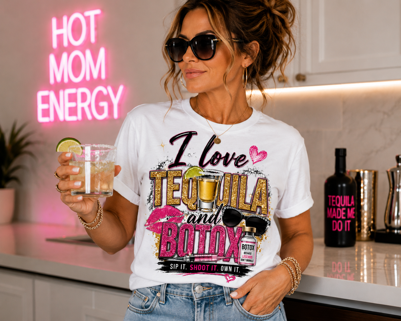 🔥 Limited Edition – I Love Tequila & Botox Cropped Sweatshirt and Tees | FOWY Luxury Brand Apparel