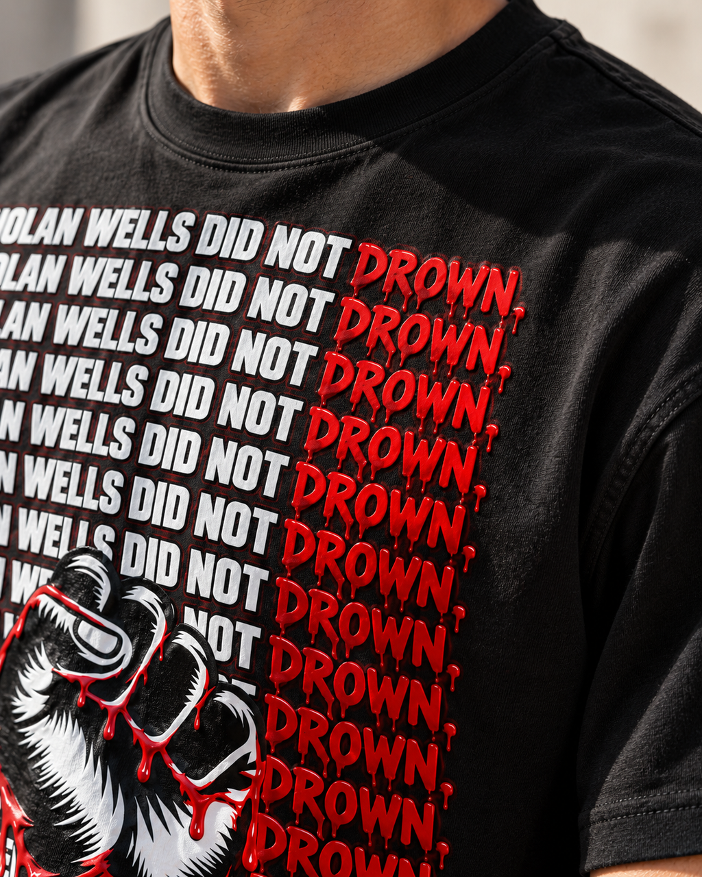 Nolan Wells Did Not Drown Statement Tee